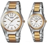 Casio His & Her Silver Dial Two Tone Stainless Steel Band Couple Watch [MTP/LTP-1253SG-7A]