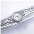 Duoya Lady Retro Rhinestone Multilayer Faux Leather Analog Quartz Bracelet Wrist Watch-Silver