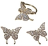 3-Piece 925 Silver Diamond Studded Butterfly Design Cuff Earrings