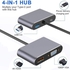 USB C To HDMI VGA 4K Adapter 4-in-1 Type C Adapter Hub To HDMI VGA USB 3.0 Digital AV Multiport Adapter(Gray)