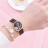 Fashion Women's Watch【Watch + Bracelet】Leather Strap Casual Ladies Watch + Bracelet