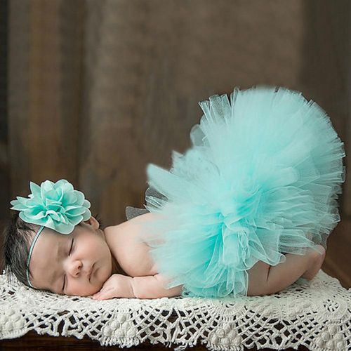 Tutu Skirt Photo Prop Baby Girl Newborn Photography Costume Flower Headband 