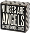 صندوق للزينة بطبعة عبارة "Nursers Are Angels" أسود/ أبيض 4x4x1.75بوصة