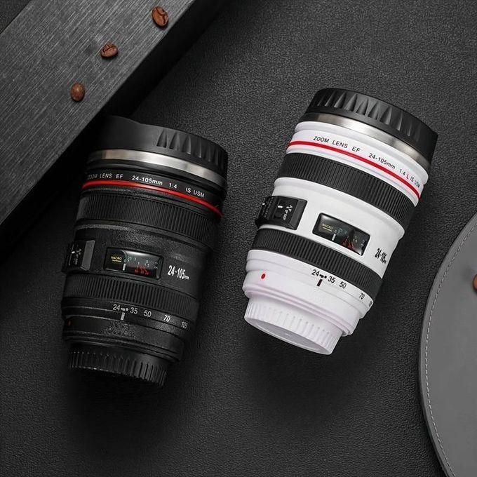 Black 450ml Stainless Steel Camera Lens Mug Travel Magic Cup