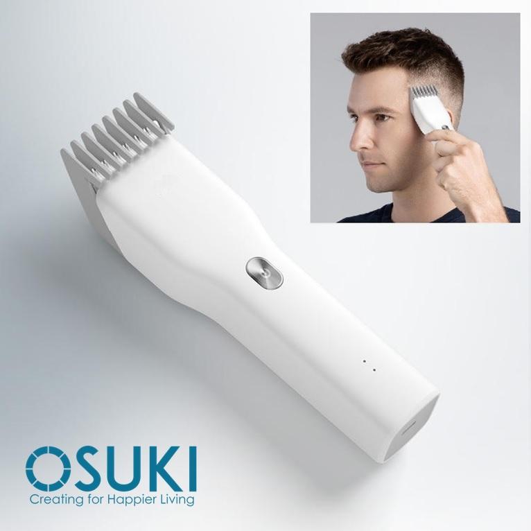 Osuki Boost USB Electric Hair Clipper 2 Speeds Ceramic Cutter (Black - White)