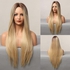Women's Long Straight Wig Middle Parted Synthetic Hair Without Lace Band, Ombre Blonde