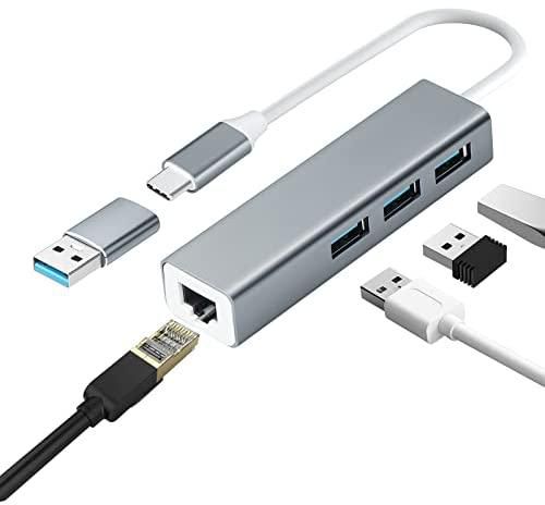HEEDU USB C to Ethernet Adapter, USB C to RJ45 Thunderbolt 3 Ethernet Adapter, 100/1000Mbps Network LAN for MacBook Pro, MacBook Air, iPad Pro, Surface, Huawei Matebook, DELL XPS and more