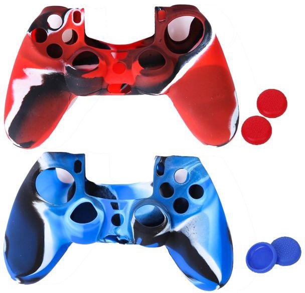 Gamepad 2 Silicone Skin Case Cover & 4 Joystick Thumbstick Caps Protective Case For Sony PS4 Controller L3EF CHSMALL