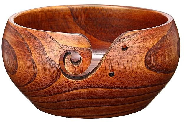 arn Bowl Holder Storage Bowl Natural Wood for Knitting & Crochet Yarn Holder