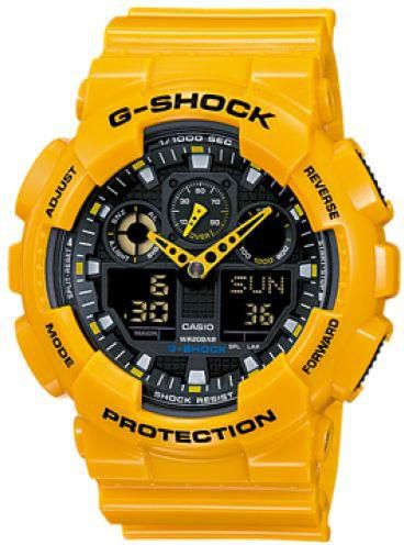 Casio G-SHOCK GA100A-9A Yellow Analog Digital sport watch in round shape for Men's
