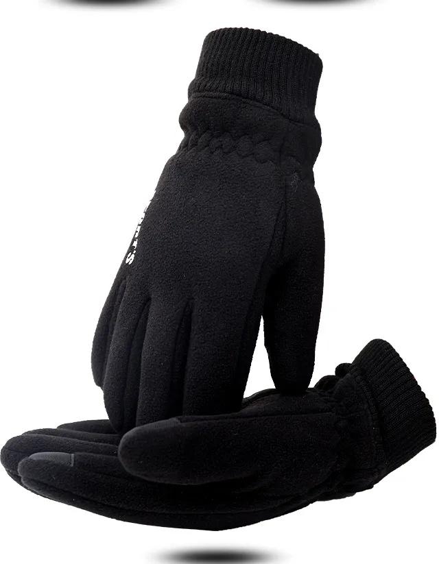 Polar Fleece Gloves Men's Autumn Winter Plush Thickened Warm Gloves Riding Sports Driving Anti-skid Touch Screen Gloves Women