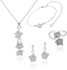 White Gold Plated Jewelry Set With White Leaf Design Crystals [AR833]