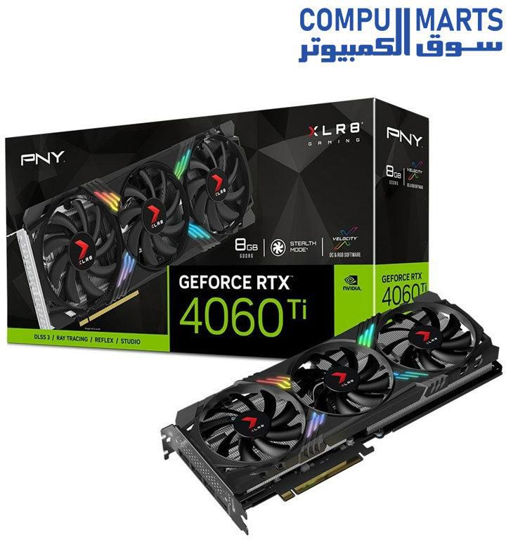 PNY GeForce RTX 4060 Ti 8GB XLR8 Gaming VERTO EPIC-X RGB Triple Fan DLSS 3 GRAPHIC CARD