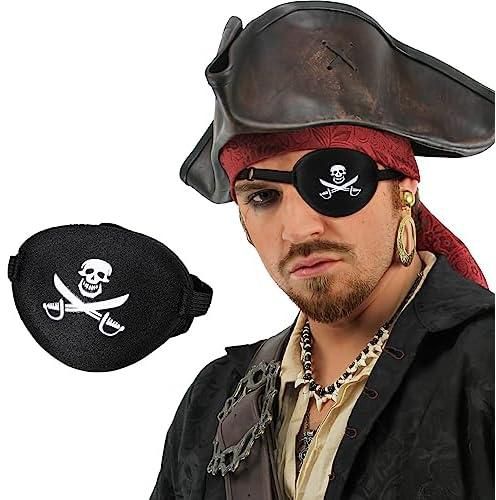 Ciieeo Pirate Eye Patches for Halloween Black Pirate Eye Patches for Adults and Children Eye Masks with Eye Skull and Caribbean Captain as Halloween Party Gift