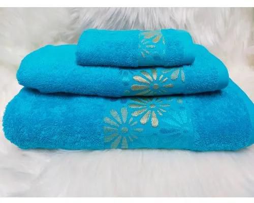 3 Piece Egyptian Pure Cotton Towel Cotton towel Large and spacious Skyblue in color High quality towel Durable Heavy Soft and smooth texture Fade resistant Easy to clean