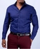 Fashion Blue Formal Official Long Sleeved Shirt-Slim Fit