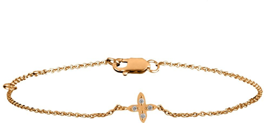 His & Her 0.02 Cts Diamond Bracelet in 14KT Rose Gold (GH Color, PK Clarity) with 16" Silver Chain