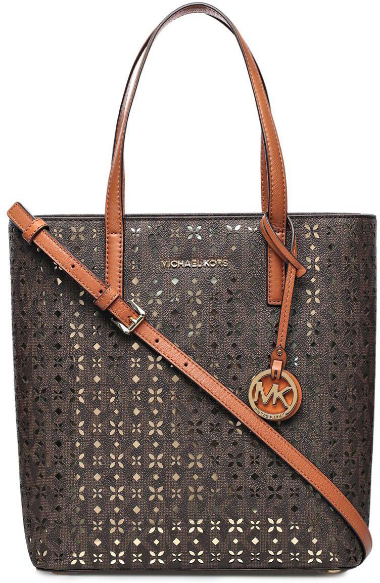 Michael Kors 30T6GH3T6U-200 Hayley Tote Bag for Women - Leather, Brown