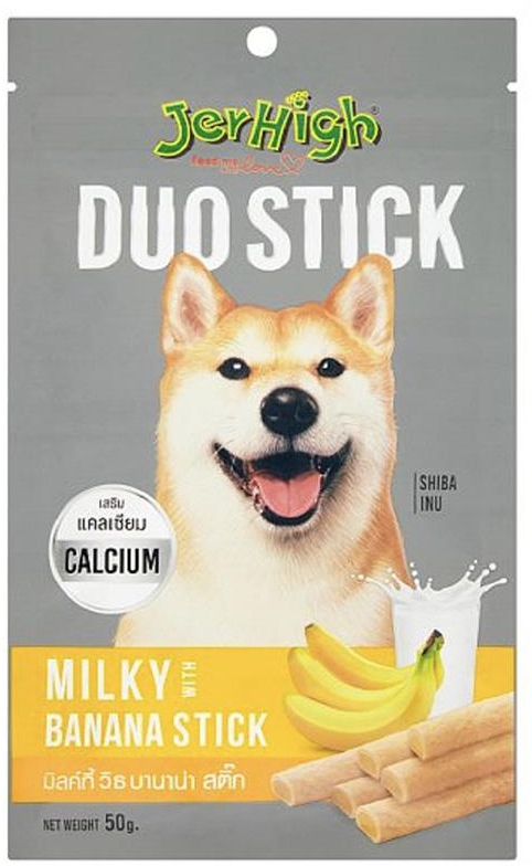 Jerhigh Duo Stick Milky Banana Stick Dog Treats - 50g
