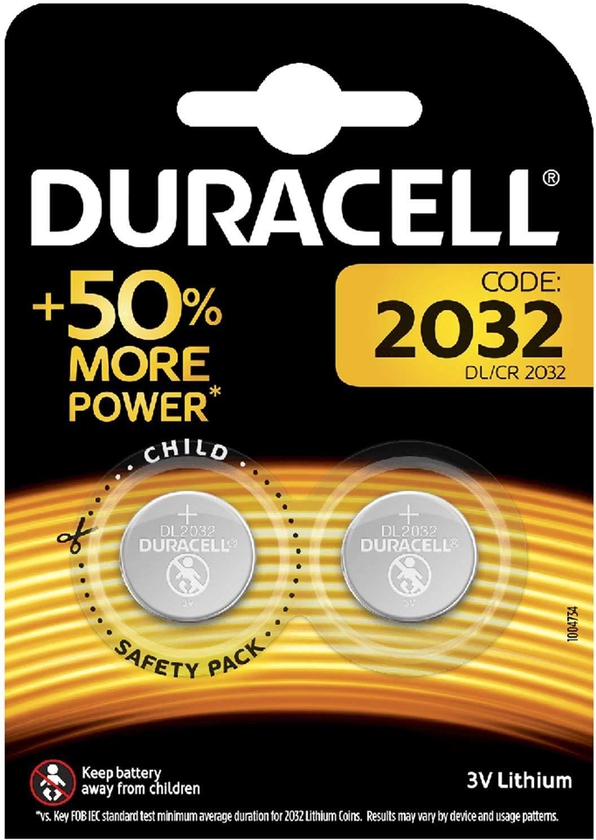 Duracell battery coin cell + 50 % more power  2032 - 2 pieces