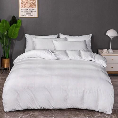 Deals For Less Luna Home - Without filler 6 pieces king size, Striped plain white color  Bedding Set