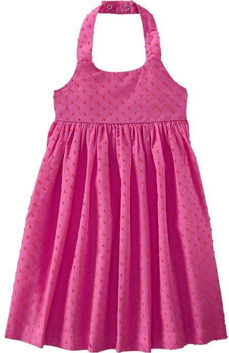 فستان سويس دوت هولتر للاطفال من اولد نيفي - وردي مقاس من 5 الى 6 سنوات