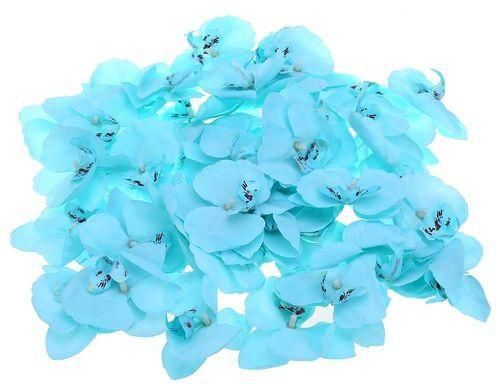 Generic 50pcs Artificial Butterfly Orchid Silk Flowers Heads Party Decoration - Lake Blue