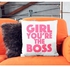 You Are The Boss Decorative Pillow White/Pink 16x16inch