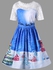 Christmas Plus Size Lace Yoke Vintage Swing Dress - Blue - 5xl