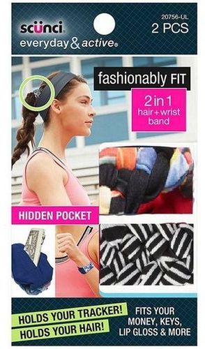 Scunci Fashionably Fit 2-In-1 Hair/Wrist Band - 2 Count