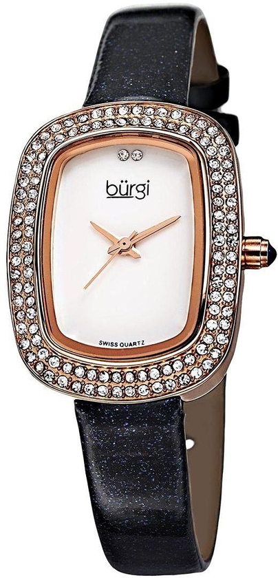 Burgi Women's White Dial Leather Band Watch - BUR111GY