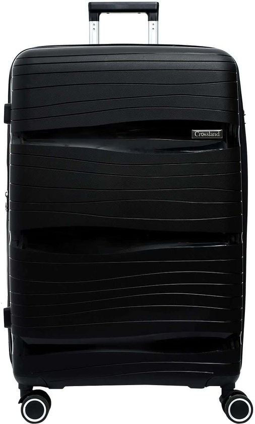 Get Crossland Luggage Trolley Bag, 24 Inch, TSA Lock - Black with best offers | Raneen.com