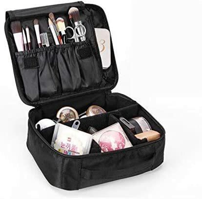 Generic Travel Makeup Train Case Makeup Cosmetic Case Organizer Portable Artist Storage Bag With Adjustable Dividers For Cosmetics Makeup Brushes Toiletry Jewelry Digital Accessories Black