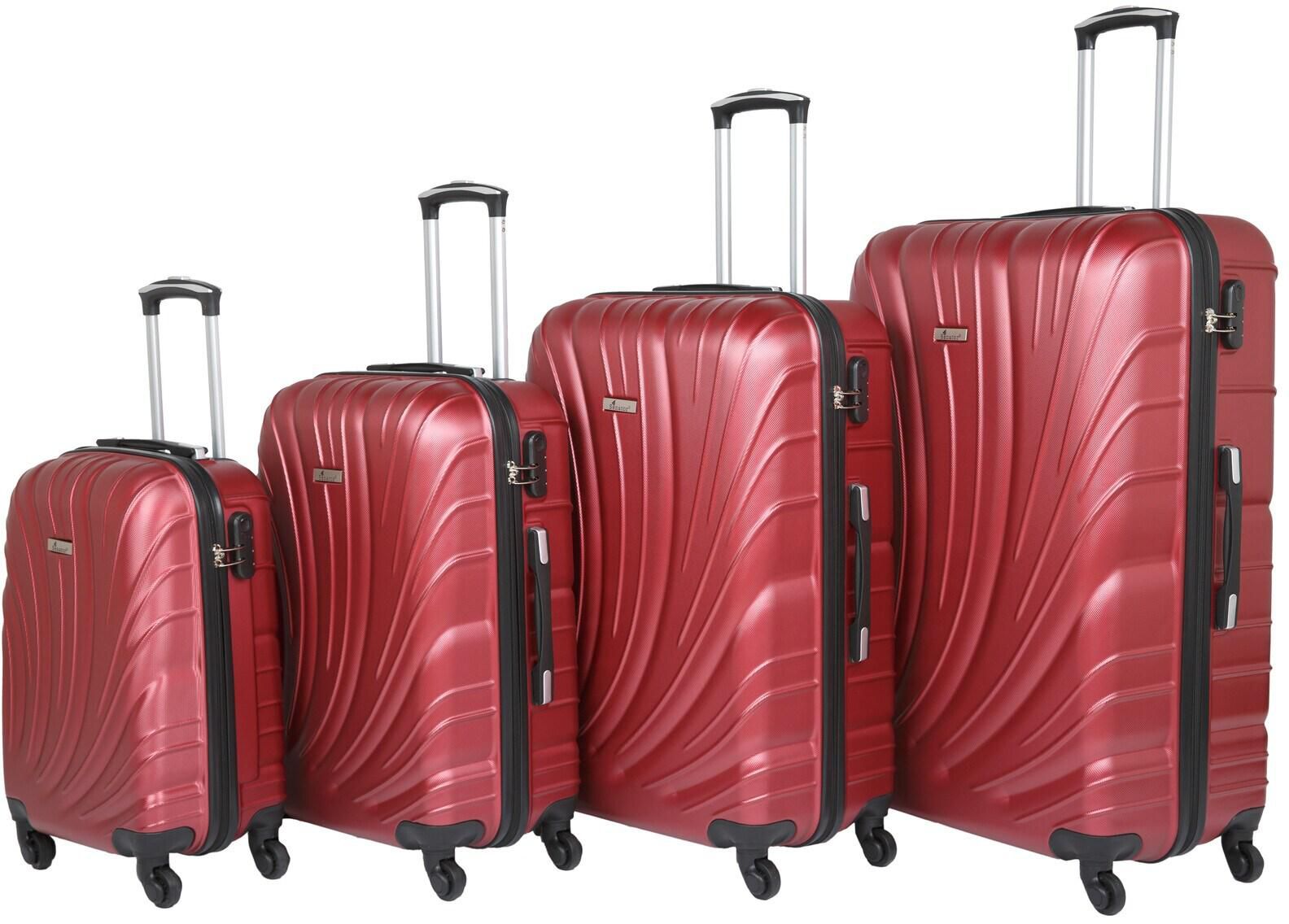 Senator Hard Case Trolley Luggage Set of 4 Suitcase for Unisex ABS Lightweight Travel Bag with 4 Spinner Wheels KH115 Burgundy