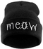 قبعة بيني مطرز عليها حروف meow أسود