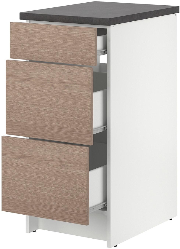 KNOXHULT Base cabinet with drawers - wood effect/grey 40 cm