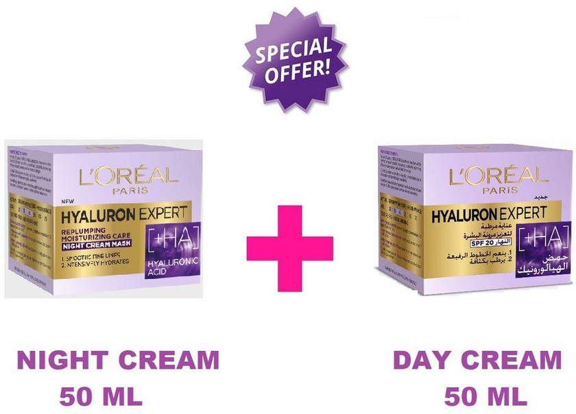 L'Oreal Paris Hyaluron Expert Night Cream 50 ML + Day Cream 50 ML