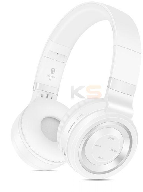 Sound Intone P6 Wireless Bluetooth Headsets with Mic Support TF Card FM Radio White and Silver