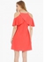 Faballey Ruffle Sleeve Cold Shoulder Dress Coral