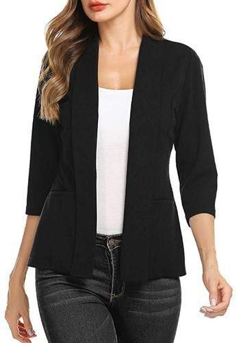 Mini Suit Casual 3/4 Sleeve Work Office Blazer Jacket Cardigan for Women