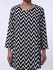 Casual Style Round Neck Long Sleeve Printed Loose-Fitting Women's Dress - White And Black - One Size(fit Size Xs To M)