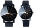 Fashion 2 Men And Women Quartz Dial Clock Leather Wrist Watch Black