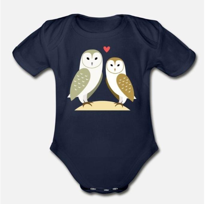 Cute Owls Love Organic Short Sleeve Baby Bodysuit