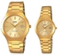 Casio His & Her Gold Dial Stainless Steel Band Couple Watch [MTP/LTP-1170N-9A]