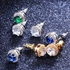 Fashion Blue Cubic Zirconia Gemstone Crystal Stud Earrings