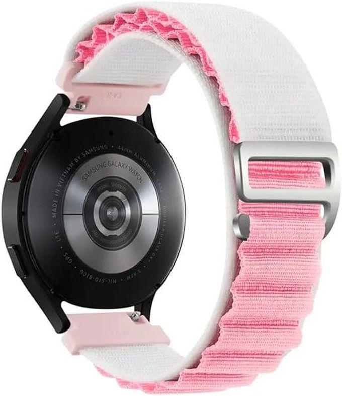 المتجر التالي متوافق مع حزام ساعة Samsung Galaxy Watch 3 (45 مم)، سوار بديل متين وقوي من النايلون، مقاس الحزام (22 مم)، Gear S3 Frontier، Huawei GT2، GT3 Pro، النساء والرجال (وردي أبيض)