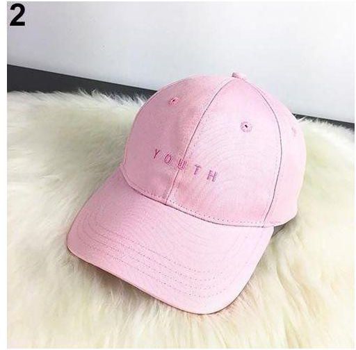 Bluelans Youth Letter Embroidery Outdoor Sports Snapback Baseball Cap - Pink