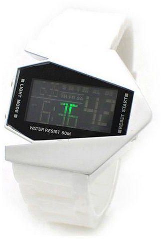 Plane Light Watch Silicone LED Digital Sports watches for men WCW10/White