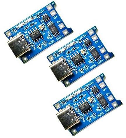 3pcs TP4056 Type-c USB 5V 1A 18650 Lithium Battery Charger Module Charging Board with Dual Protection Functions Compatible with Arduino Raspberry Pi
