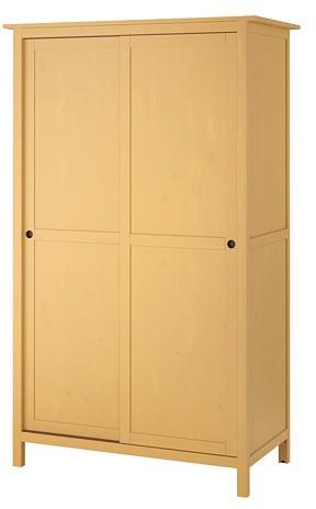 HEMNES Wardrobe with 2 sliding doors, yellow